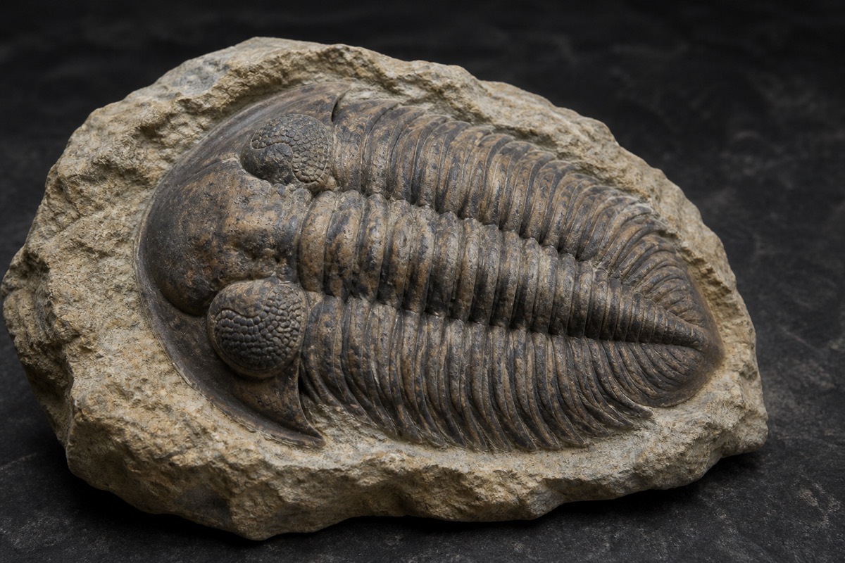 Phacops trilobite — Devonian, Morocco